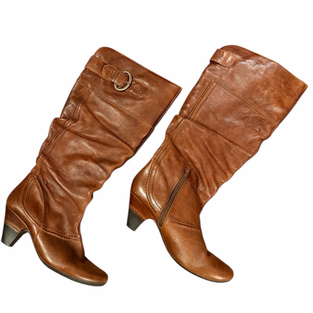 PIKOLINOS Women's Brown Leather Riding Boots Size 38 EUC 7.5-8 US